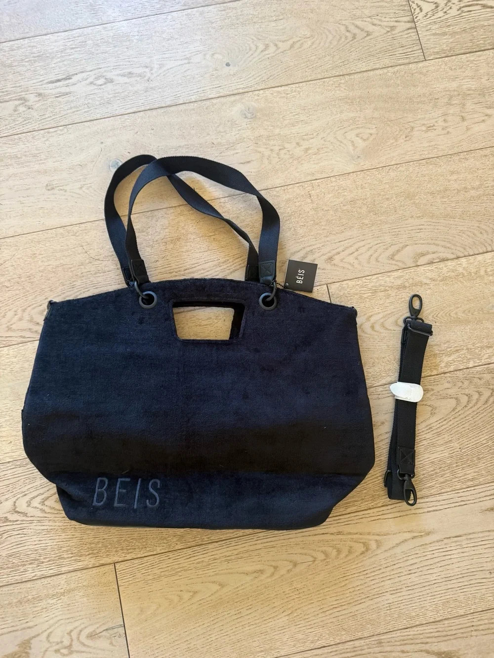 BEIS Black Terry Tote with Dual Top Handles